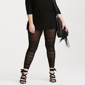 Black Torrid Ruched Mesh Inset Leggings